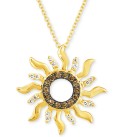 Nude Diamond (1/10 ct. ) & Chocolate Diamond (1/6 ct. ) Sun Pendant Necklace in 14k Gold  18