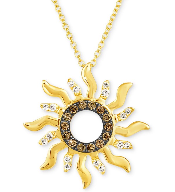 Nude Diamond (1/10 ct. ) & Chocolate Diamond (1/6 ct. ) Sun Pendant Necklace in 14k Gold  18