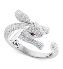 Diamond (1-1/4 ct. t.w.) & Ruby Accent Bunny Ring in 14k White Gold