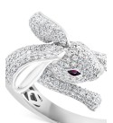 Diamond (1-1/4 ct. t.w.) & Ruby Accent Bunny Ring in 14k White Gold