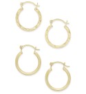 Duo Set of Small Round Hoop Earrings in 10k Gold