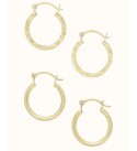 Duo Set of Small Round Hoop Earrings in 10k Gold