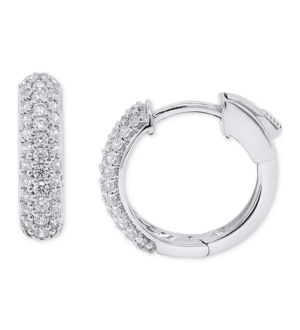 Lab Grown Diamond Pavé Small Huggie Hoop Earrings (1/2 ct. ) in Sterling Silver