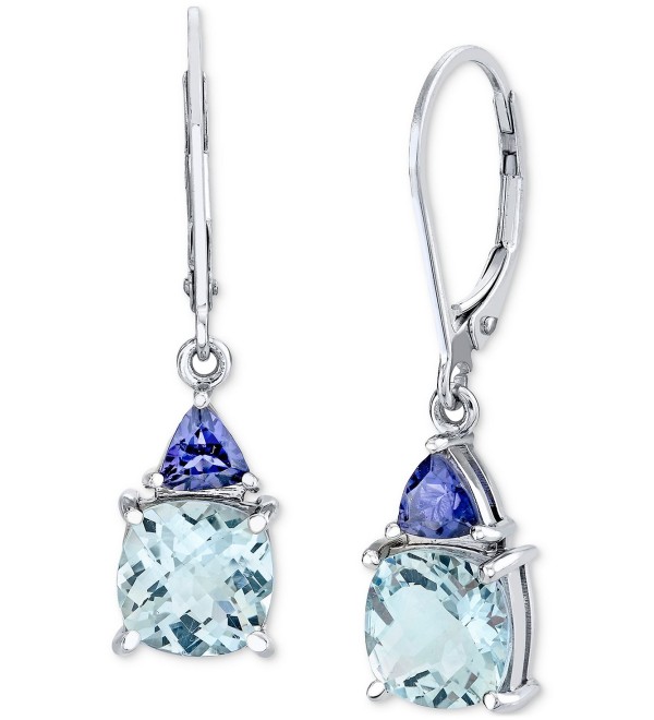 Aquamarine (2-5/8 ct. ) & Iolite (3/8 ct. ) Drop Earrings in Sterling Silver