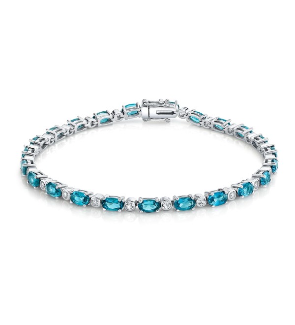 Blue Topaz (8 ct. t.w.) & White Topaz (7/8 ct. t.w.) Tennis Bracelet in Sterling Silver (Also Available In    and Opal)