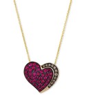 Strawberry and Chocolate Heart Pendant Necklace Featuring Passion Ruby (3/4 ct. ) & Chocolate Diamond (1/10 ct. ) in 14k Gold