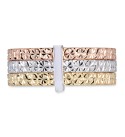 Textured Three Row Stack Look Ring in 14k Tri-Color Gold