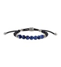 Sodalite (8mm) & Onyx (6mm) Corded Bolo Bracelet in Sterling Silver  