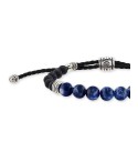 Sodalite (8mm) & Onyx (6mm) Corded Bolo Bracelet in Sterling Silver  