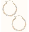 Tri-Color Decorative Hoop Earrings in 10k White    and Rose Gold