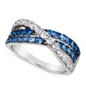 Denim Ombré (3/4 ct. ) & White Sapphire (5/8 ct. ) Crossover Ring in 14k White Gold