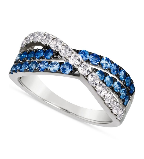 Denim Ombré (3/4 ct. ) & White Sapphire (5/8 ct. ) Crossover Ring in 14k White Gold