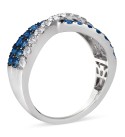 Denim Ombré (3/4 ct. ) & White Sapphire (5/8 ct. ) Crossover Ring in 14k White Gold