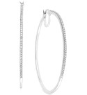 Diamond Oversized Hoop Earrings in 14k Gold over Sterling Silver or Sterling Silver (1/2 ct. )