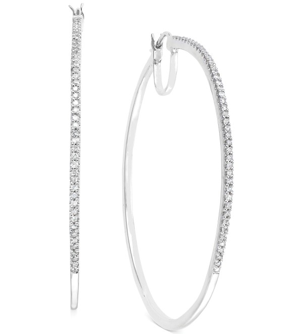 Diamond Oversized Hoop Earrings in 14k Gold over Sterling Silver or Sterling Silver (1/2 ct. )