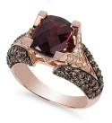 Raspberry Rhodolite® Garnet (3 ct. )  Chocolate Diamonds® (1-1/5 ct. ) and White Diamond Accent Ring in 14k Rose Gold (Also Available in 14K White Gold or 14K Gold)