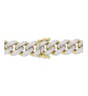 Two-Tone Wide Curb Link Hollow Bracelet in 10k Gold & 10k White Gold