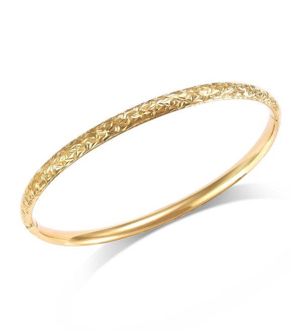 Crystal-Cut Hinge Bangle Bracelet in 14k Gold