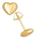 Children's High Polished Puff Heart Stud Earrings in 14k Gold