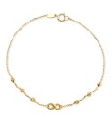 Diamond Infinity & Textured Bead Link Bracelet in 10k Gold