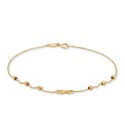 Diamond Infinity & Textured Bead Link Bracelet in 10k Gold