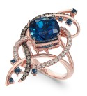 Crazy Collection® Deep Sea Blue Topaz™ (5-3/8 ct. ) and Diamond (3/4 ct. ) Ring in 14k Rose Gold