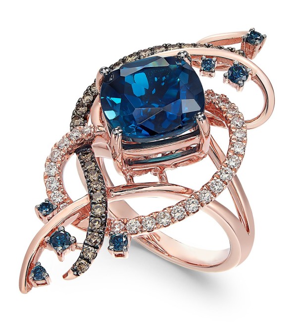 Crazy Collection® Deep Sea Blue Topaz™ (5-3/8 ct. ) and Diamond (3/4 ct. ) Ring in 14k Rose Gold