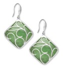 Sterling   Jade Swirl Overlay Earrings