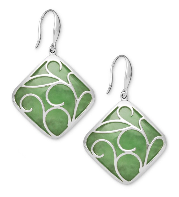 Sterling   Jade Swirl Overlay Earrings