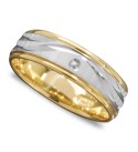 Men's 14k Gold and 14k White Gold Ring  Wave Engraved Band