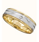 Men's 14k Gold and 14k White Gold Ring  Wave Engraved Band