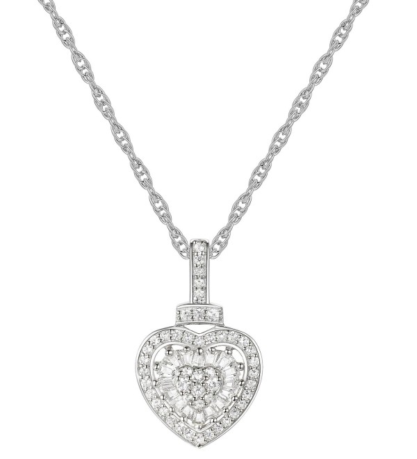 Diamond Round & Baguette Heart 18