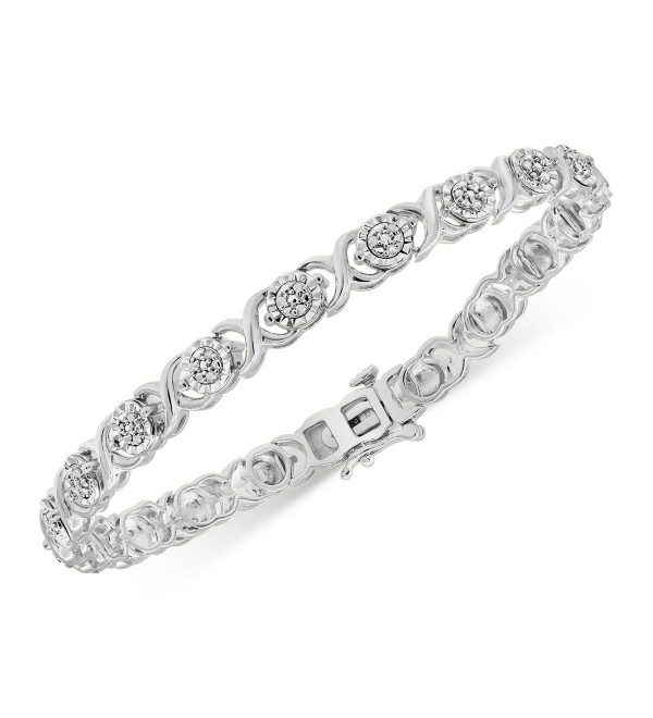 Diamond Link Bracelet (1/4 ct. ) in Sterling Silver or 14k Yellow Gold Over Sterling Silver