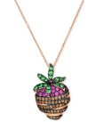 Chocolate Covered Strawberry Pendant Necklace featuring Multi-Gemstone (5/8 ct. ) & Chocolate Diamond (3/8 ct. ) in 14k Rose Gold