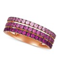 Strawberry Layer Cake Pink Sapphire Ombré Three Row Ring (1 ct. ) in 14k Rose Gold