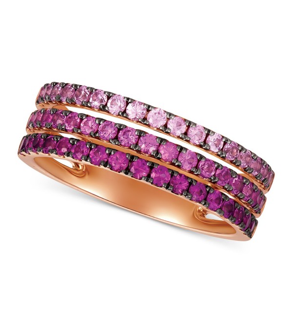 Strawberry Layer Cake Pink Sapphire Ombré Three Row Ring (1 ct. ) in 14k Rose Gold