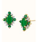 Emerald (1-1/3 ct. ) & Diamond (1/8 ct. ) Cluster Stud Earrings in 10k Gold