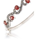 Marcasite and Garnet (5 ct. ) Bangle in Sterling Silver