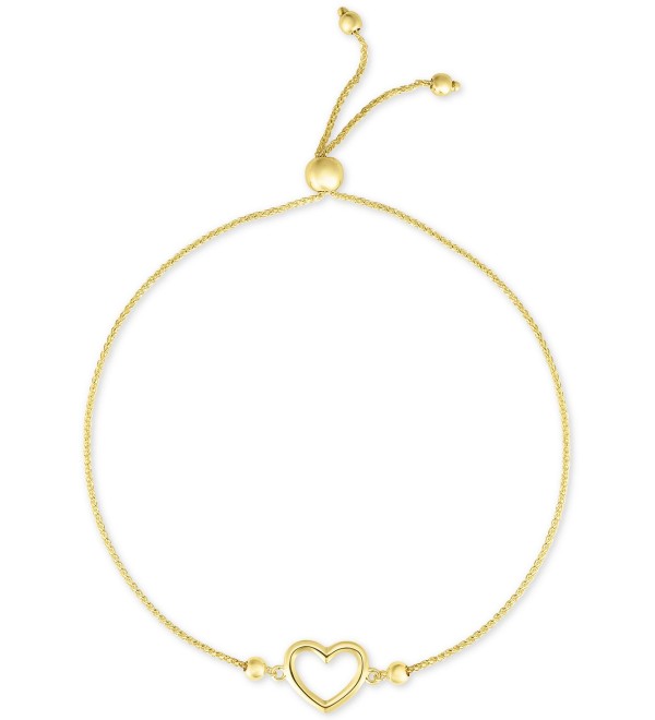 Open Heart Bolo Bracelet in 10k Gold