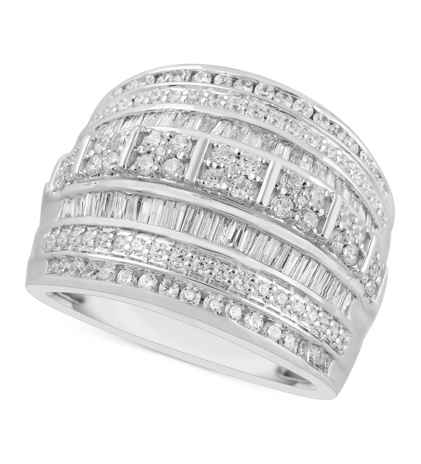 Diamond Wide Band Multi-Row Statement Ring (2 ct. ) in Sterling Silver