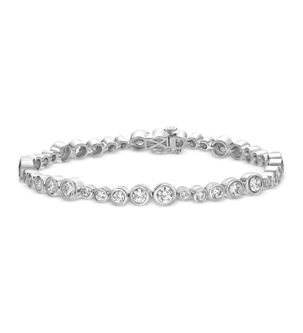 Sterling Silver Bubble Design White Cubic Zirconia Bezel Set Bracelet