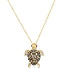 Diamond (3/8 ct. ) & Passion Ruby (1/20 ct. ) Turtle Pendant Necklace in 14k Gold  18