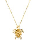 Diamond (3/8 ct. ) & Passion Ruby (1/20 ct. ) Turtle Pendant Necklace in 14k Gold  18