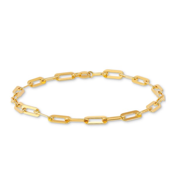 Polished Paperclip Bracelet in 18K Gold over Silver or Sterling Silver