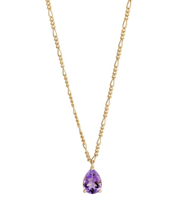 Amethyst Pear Solitaire Pendant Necklace (1 ct. ) in 14k Gold-Plated Sterling Silver  16