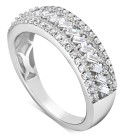 Diamond Three Row Baguette Ring (1/2 ct. ) in 14k White Gold