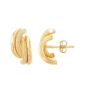 Polished Hollow 4 Row Curve J Hoop Stud Earrings in 10K Yellow Gold