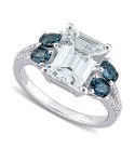 Aquamarine (3 ct. )  Blue Topaz (1 ct. ) & Diamond (1/10 ct. ) Ring in Sterling Silver