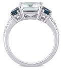 Aquamarine (3 ct. )  Blue Topaz (1 ct. ) & Diamond (1/10 ct. ) Ring in Sterling Silver