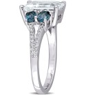 Aquamarine (3 ct. )  Blue Topaz (1 ct. ) & Diamond (1/10 ct. ) Ring in Sterling Silver